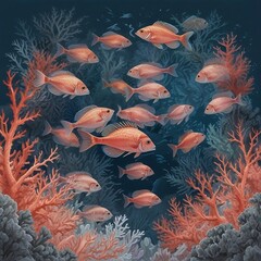 Wall Mural - fish swimming in the pond