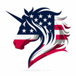 Unicorn Wear USA Top Hat, 4th of July patriotic American flag, Cartoon Clipart Vector illustration, Independence day themed Mascot Logo Character Design, presidential election