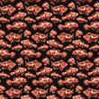 Seamless pattern for fabrics with small clown fish. Watercolor drawing of a fish on a black background.
