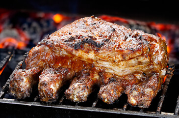 Wall Mural - Roasted rib with barbecue sauce