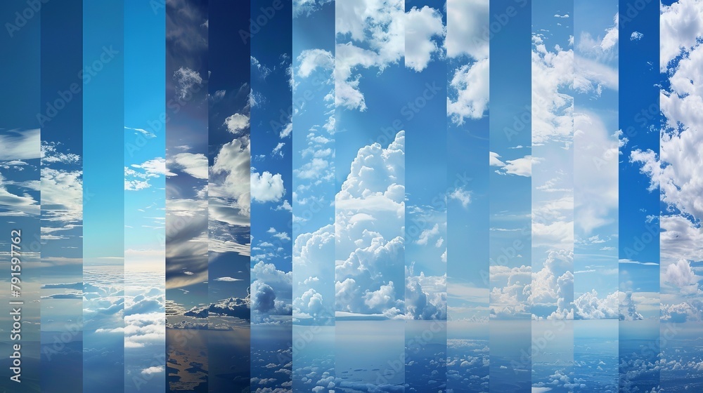 A banner design collage displays photos of the sky under various ...