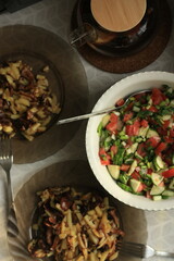 Wall Mural - Fried potatoes with chanterelles