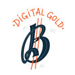 Bitcoin currency symbol or sign icon. Digital gold. BTC cryptocurrency money.