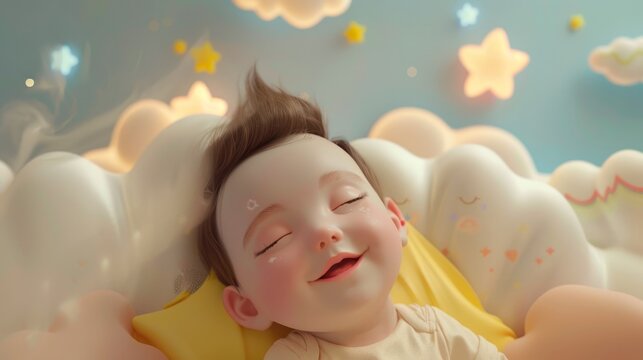 A 3d rendered baby with a sweet and charming aesthetic  AI generated illustration