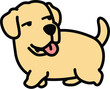 Funny labrador retriever dog walking and looking back cartoon, vector illustration