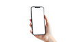 © AuroraCrafts - Hand holding a smartphone with empty screen isolated on transparent background