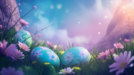 easter eggs in the grass