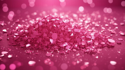  a pink background that is out of focus. There are many tiny sparkles that are also out of focus in the foreground