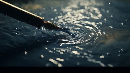 Wall Mural - A slow-motion sequence captures the moment a fountain pen makes contact with the paper, the ink spreading elegantly across the contract as it solidifies a multi-million-dollar deal, accompanied by a s