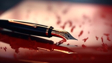 Wall Mural - A stunning HD capture of a fountain pen gracefully finalizing a high-stakes contract, emphasizing the importance of executive decisions