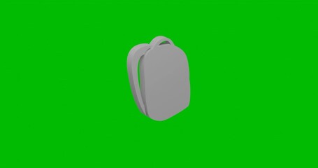 Poster - Animation of rotation of a white school bag symbol with shadow. Simple and complex rotation. Seamless looped 4k animation on green chroma key background