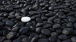 © Jezper - Being different, stand out of a crowd conceptual, zen stones one white stone standing out