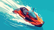 Jet-ski icon 2d flat cartoon vactor illustration is