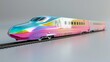 A colorful 3d model of a high-speed bullet train  AI generated illustration