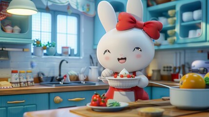 A cute 3d character sharing their favorite recipe  AI generated illustration