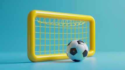 Fototapete - A cute and abstract 3d render of a football goalpost  AI generated illustration