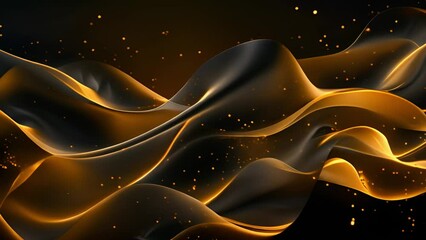 Poster - Black and Gold Background With Wavy Lines