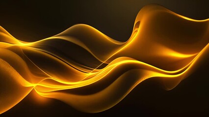 Fototapete - Black Background With Yellow and White Waves