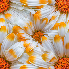 Poster - Close-up of daisy flowers with white petals and orange centers