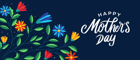 happy mother's day horizontal banner illustration vector
