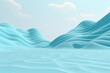 3d render, cartoon illustration of cyan hills with water in the background, simple minimalistic style, low detail copy space for photo text or product