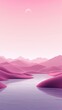 3d render, cartoon illustration of magenta hills with water in the background, simple minimalistic style, low detail copy space for photo text or product