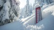 A thermometer placed in snow indicates low temperatures, measured in either Celsius or Fahrenheit