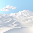 3d render, cartoon illustration of white hills with water in the background, simple minimalistic style, low detail copy space for photo text or product, blank