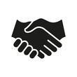 © gentle studio - Handshake Silhouette Icon. Business Partnership. Greetings, Introduction At Meeting Glyph Pictogram. Hand Shake, Deal Solid Sign. Professional Agreement Symbol. Isolated Vector Illustration