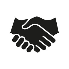 Handshake Silhouette Icon. Business Partnership. Greetings, Introduction At Meeting Glyph Pictogram. Hand Shake, Deal Solid Sign. Professional Agreement Symbol. Isolated Vector Illustration