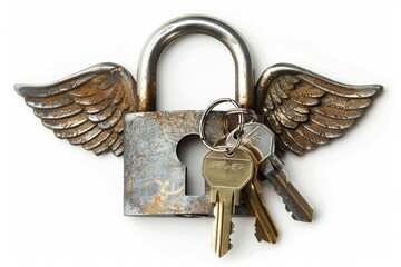 Poster - A padlock with two keys attached to it. Can be used to symbolize security or protection