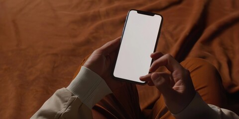 Poster - A person holding a cell phone, useful for technology concepts