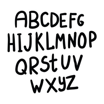 Hand drawn doodle set of letters isolated on white background. Alphabet for Children's Books and Toys, Early Childhood Education. Typographic content for children.