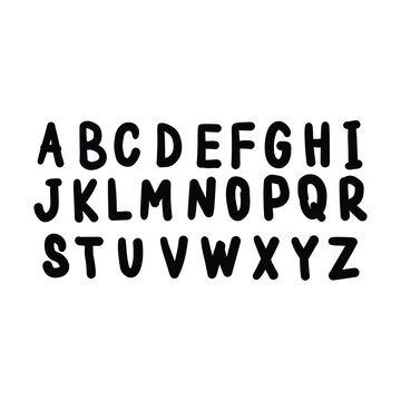 Hand drawn doodle set of letters isolated on white background. Alphabet for Children's Books and Toys, Early Childhood Education. Typographic content for children.