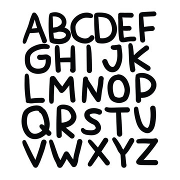 Hand drawn doodle set of letters isolated on white background. Alphabet for Children's Books and Toys, Early Childhood Education. Typographic content for children.