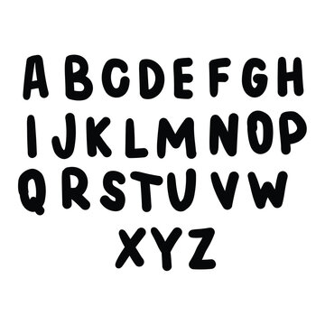 Hand drawn doodle set of letters isolated on white background. Alphabet for Children's Books and Toys, Early Childhood Education. Typographic content for children.