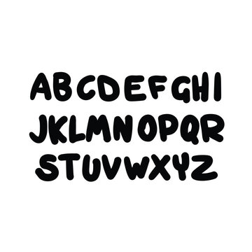 Hand drawn doodle set of letters isolated on white background. Alphabet for Children's Books and Toys, Early Childhood Education. Typographic content for children.