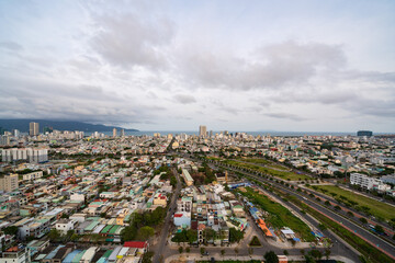 Wall Mural - Cityscape of Da Nang in Vietnam on a cloudy day.