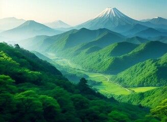 Wall Mural - Landscape of a mountain in a beautiful morning