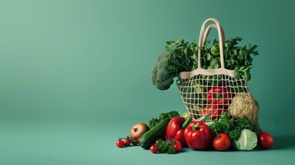 Sticker - A grocery bag filled with fresh vegetables, perfect for food and nutrition concepts