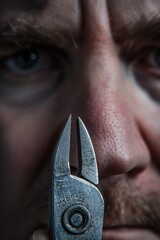 Poster - Close up of a person holding pliers. Suitable for industrial concepts