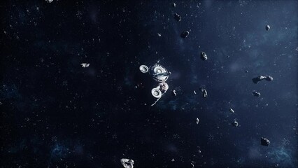 Wall Mural - alien spacecraft travels through the vastness of space