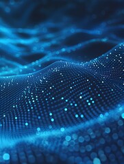 Leinwandbilder - Blurred Data Science Wallpaper in blue Colors. Abstract Network of Dots and Lines