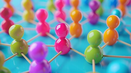 Poster - A cute and colorful 3D rendering of a team building activity  AI generated illustration