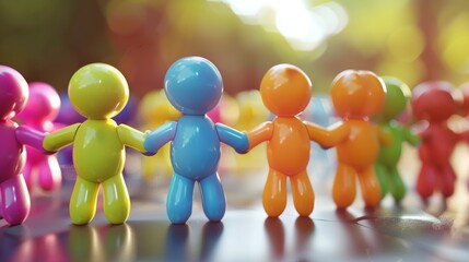 Poster - A cute and colorful 3D rendering of a team building activity  AI generated illustration