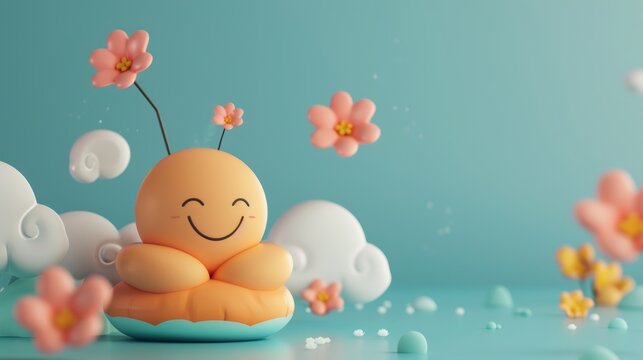 A cute and quirky 3D design illustrating the benefits of gratitude and positivity  AI generated illustration