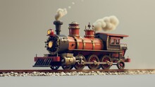 A Cute And Quirky Visualization Of A Steam Locomotive  AI Generated Illustration