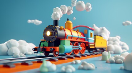 Sticker - A cute and quirky visualization of a steam locomotive  AI generated illustration