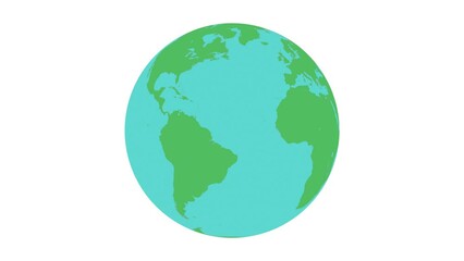 3d animation - simple planet earth rotating in loop and isolated on white background