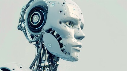 Poster - Close-Up of a Sophisticated Humanoid Robot Head